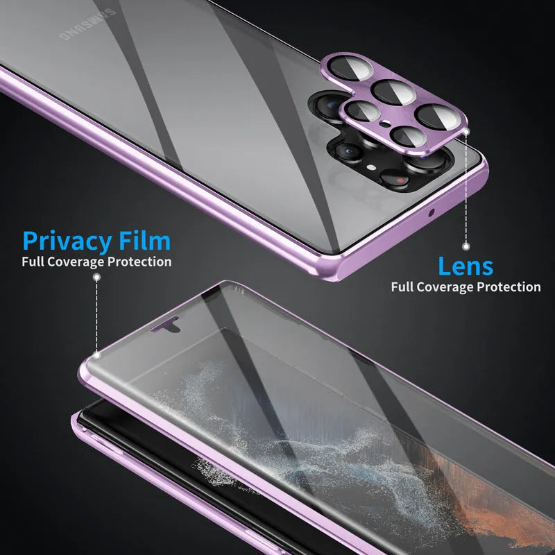 S24Ultra magnetic mirror phone case in multiple colours with peep-proof design and universal magnetic suction