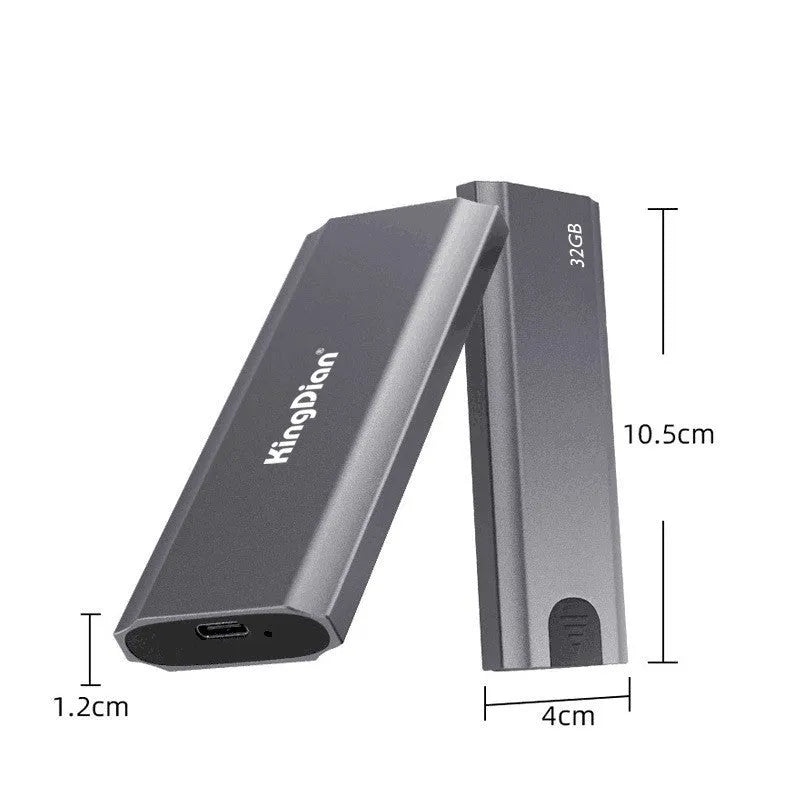 Space grey external hard drive with USB3.0 interface for mobile phone connection