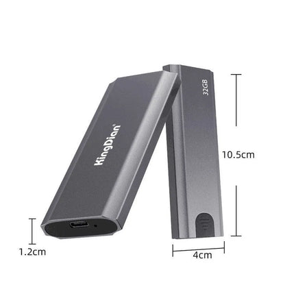 Space grey external hard drive with USB3.0 interface for mobile phone connection