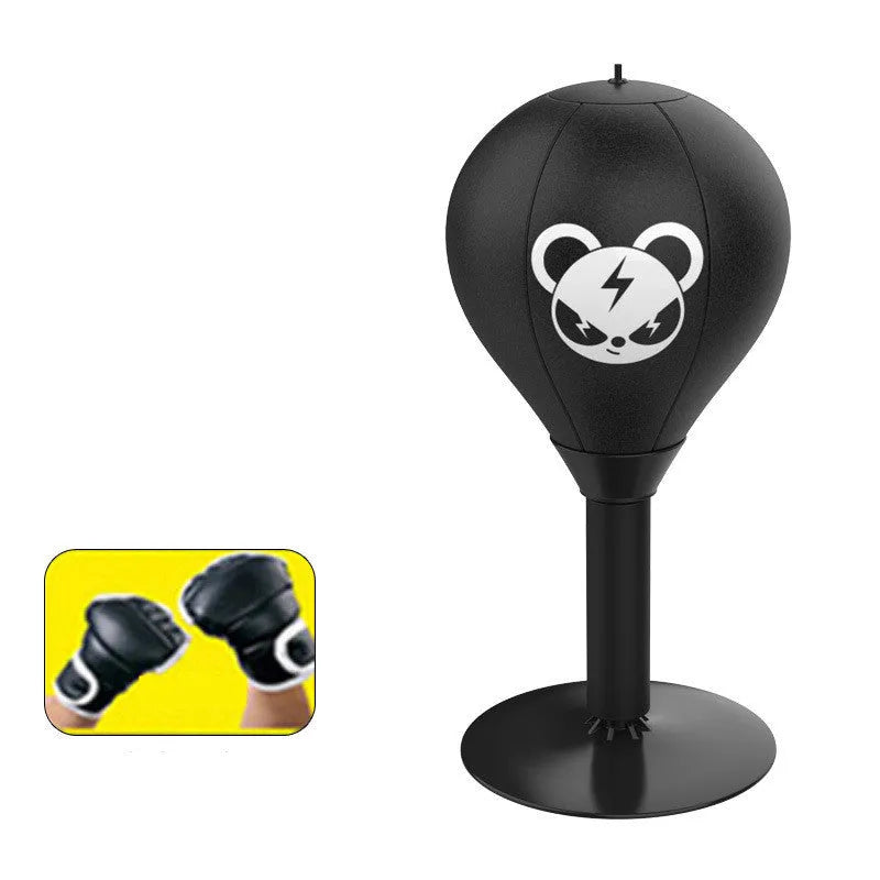 Tabletop boxing speed ball with suction cup base and inflatable PU leather ball in Burst Bear design