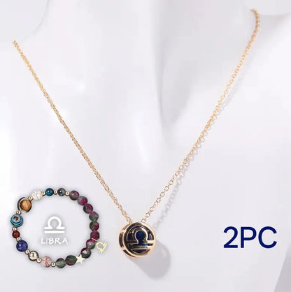 Natural stone beaded necklace and bracelet set laid out flat, showing the coordinated design and textured beads.