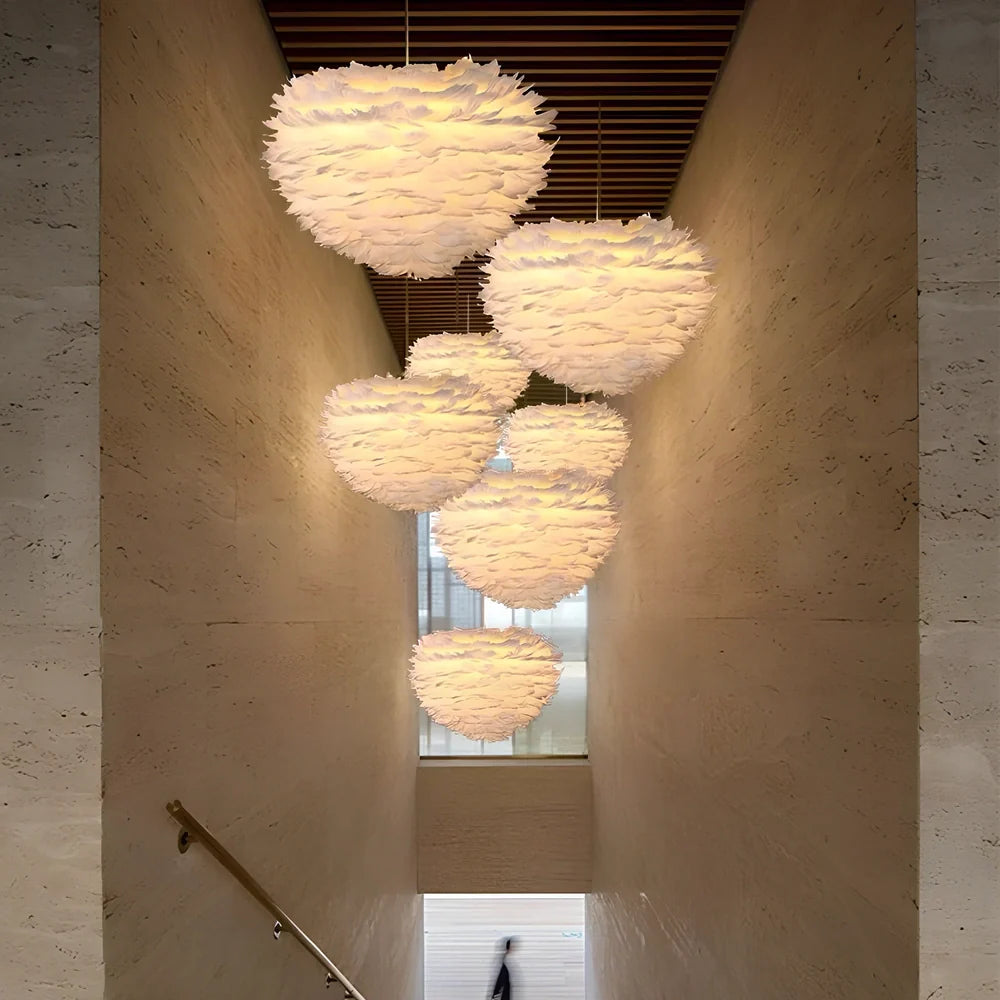 Modern iron chandelier with remote control and LED lighting in grey, pink, or white colours