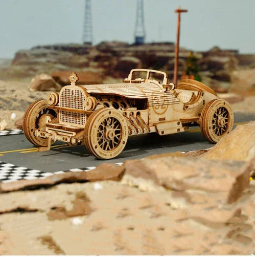 3D wooden train puzzle kit with 308 interlocking pieces for a rewarding DIY building experience