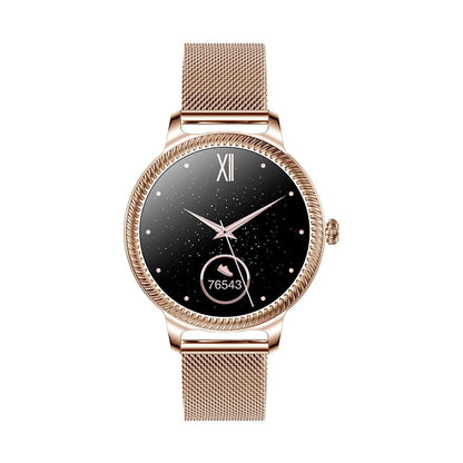 AK38 Ladies Smart Watch with stainless steel wristband and 1.09-inch TFT display