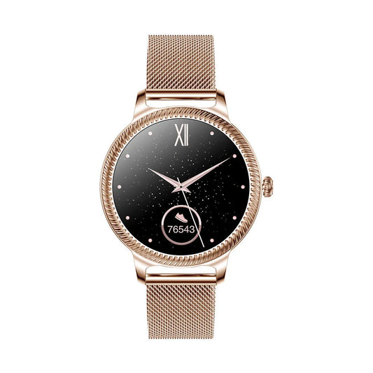 AK38 Ladies Smart Watch with stainless steel wristband and 1.09-inch TFT display