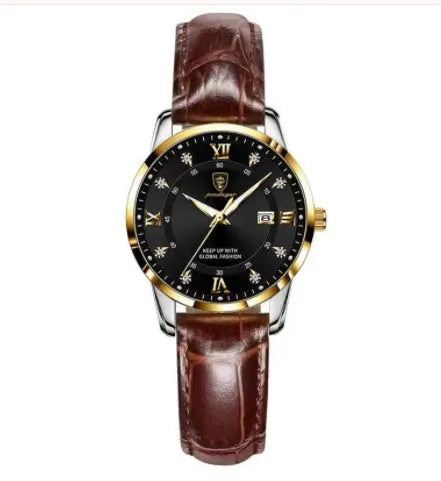 Men's Seiko quartz watch with 43mm round dial, stainless steel strap, 50m water resistance, luminous calendar, sapphire crystal glass