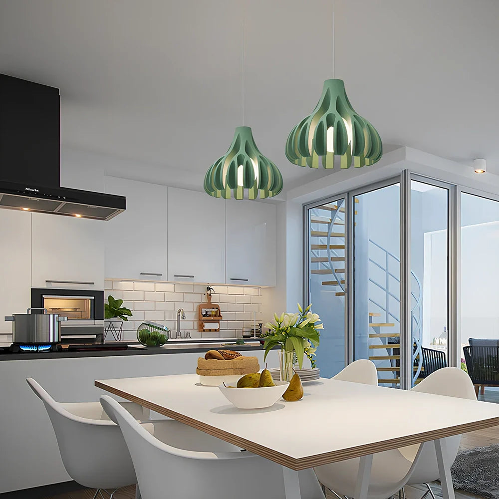 Nordic style resin chandelier with geometric design, 22cm diameter, available in five colours including green and grey