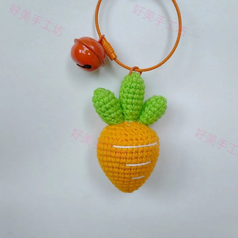 Cartoon carrot car keychain pendant made from wool felt material in a fun, soft accessory style available in single piece or bulk 15-piece quantity options for personal key organisation, gift giving, and promotional merchandise uses