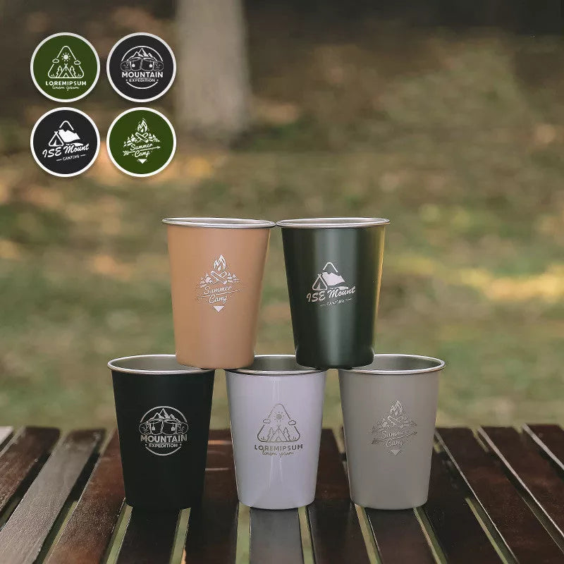 304 stainless steel camping beer steins set of 4 in white, black, and army green