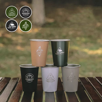 304 stainless steel camping beer steins set of 4 in white, black, and army green