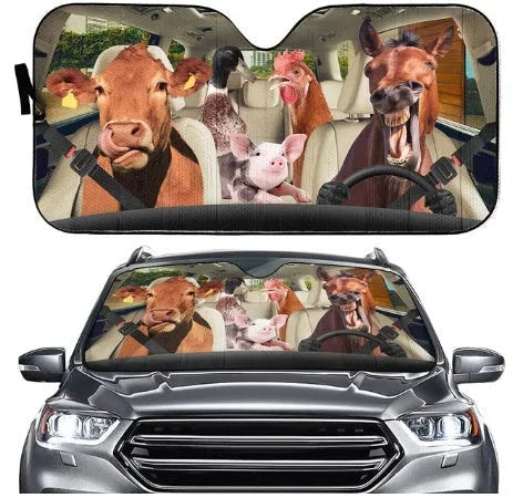 Telescopic aluminium foil car sun visor extended on a car windscreen