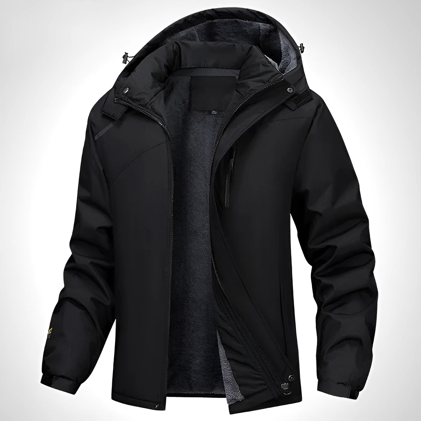 Men's plus size hooded coat in polyester offering windproof and waterproof protection