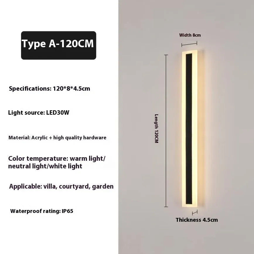 150cm outdoor LED straight wall lamp with wrought iron shell and IP65 waterproof rating