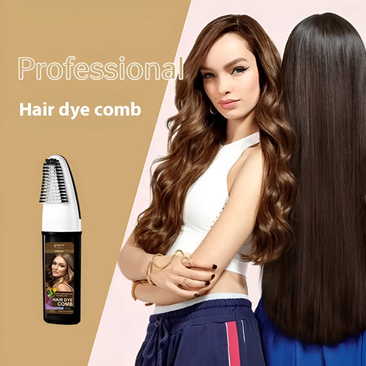 Hair colouring comb kit with 200ml bottle and attached applicator in brown, wine red or dark brown.