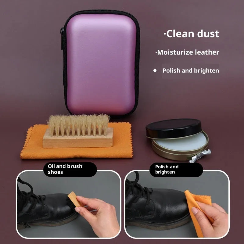 Leather Shoes Care Cleaning Set with Black or Colourless Maintenance Oil and Shoe Brush for Shoe Cleaning and Leather Nursing in Modern Simplicity Style