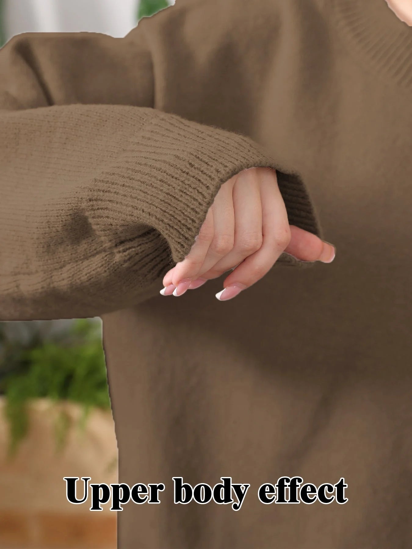 Cozy women's loungewear set in various colors and sizes, including brown camel, soil gray, and light gray