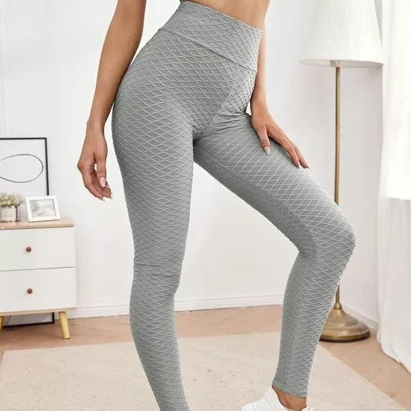 High waist jacquard stretch fitness pants in various colors for yoga and running