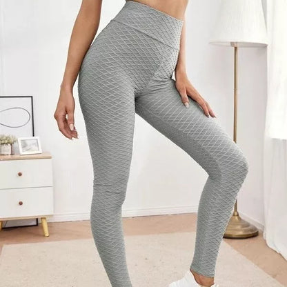 High waist jacquard stretch fitness pants in various colors for yoga and running