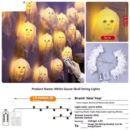 Halloween battery-powered LED light string in plastic housing for indoor wall decoration