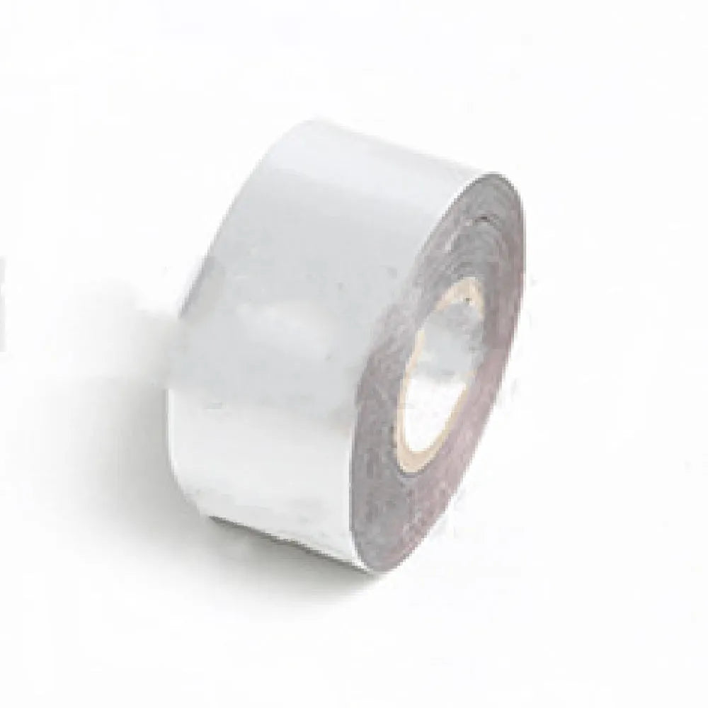 Roll of electrochemical aluminium hot foil for branding on leather and plastic, showing metallic finish and 120m length