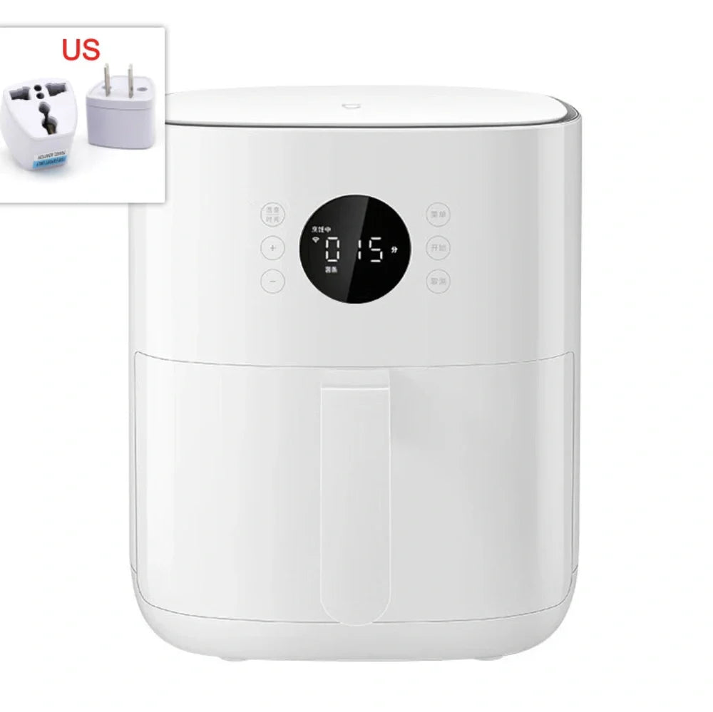 White 4.5L air fryer with baking tray, 1200W power for healthier cooking with less oil