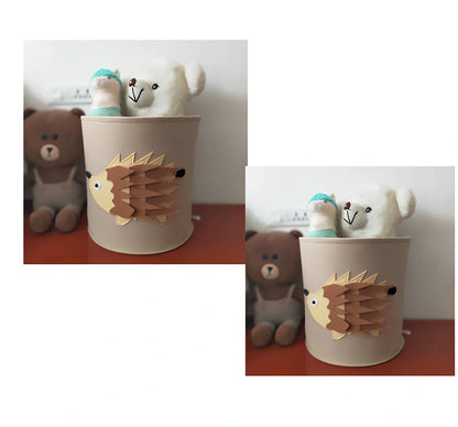 Cartoon animal felt storage basket in elephant design showing 35cm diameter and 37cm height dimensions