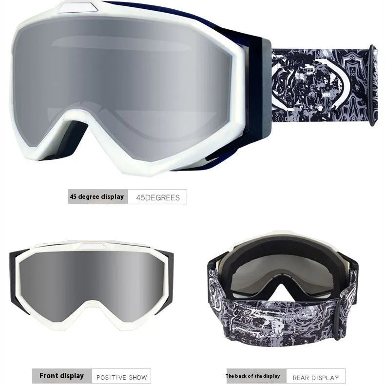 Motorcycle goggles with double-layer anti-fog lens and flexible TPU frame in multiple colour options.