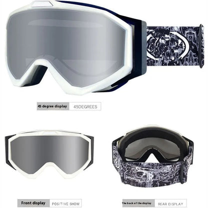 Motorcycle goggles with double-layer anti-fog lens and flexible TPU frame in multiple colour options.