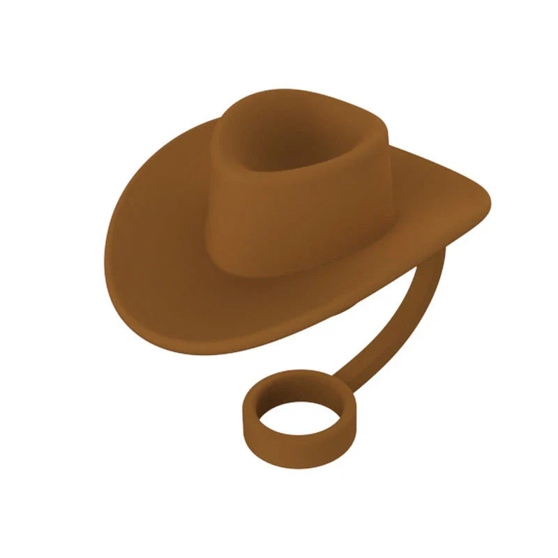 Stylish Cowboy Hat Straw Covers - Reusable drink toppers made from premium silicone for outdoor fun and fresh beverages