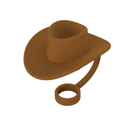 Stylish Cowboy Hat Straw Covers - Reusable drink toppers made from premium silicone for outdoor fun and fresh beverages