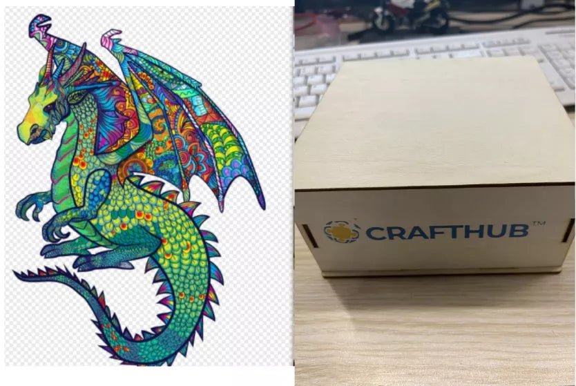 Animal Puzzle Craft Hub A3 Size Wooden Box for puzzle storage and organization