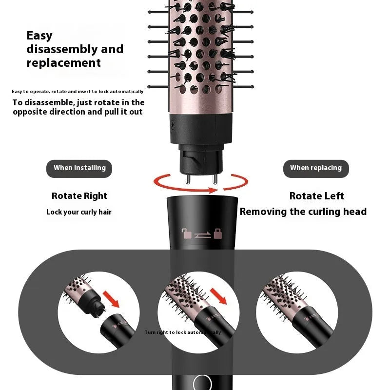 Automatic large wave hair curler in rose gold or black with three headbands and international power compatibility