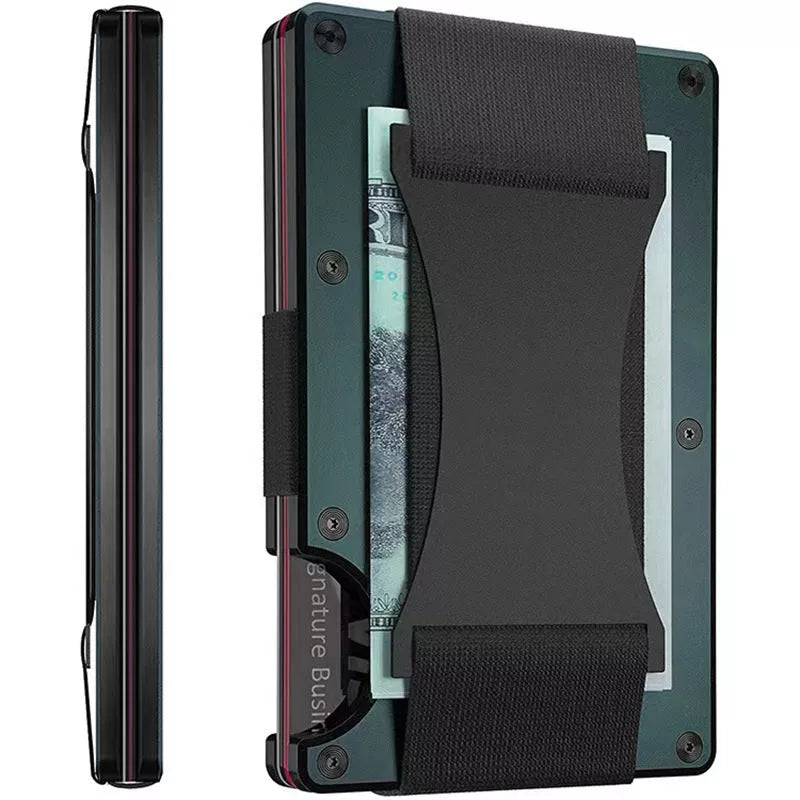 Metal carbon fiber wallet with RFID blocking technology in various colors