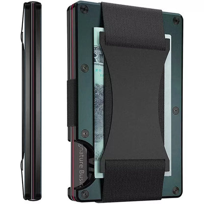 Metal carbon fiber wallet with RFID blocking technology in various colors