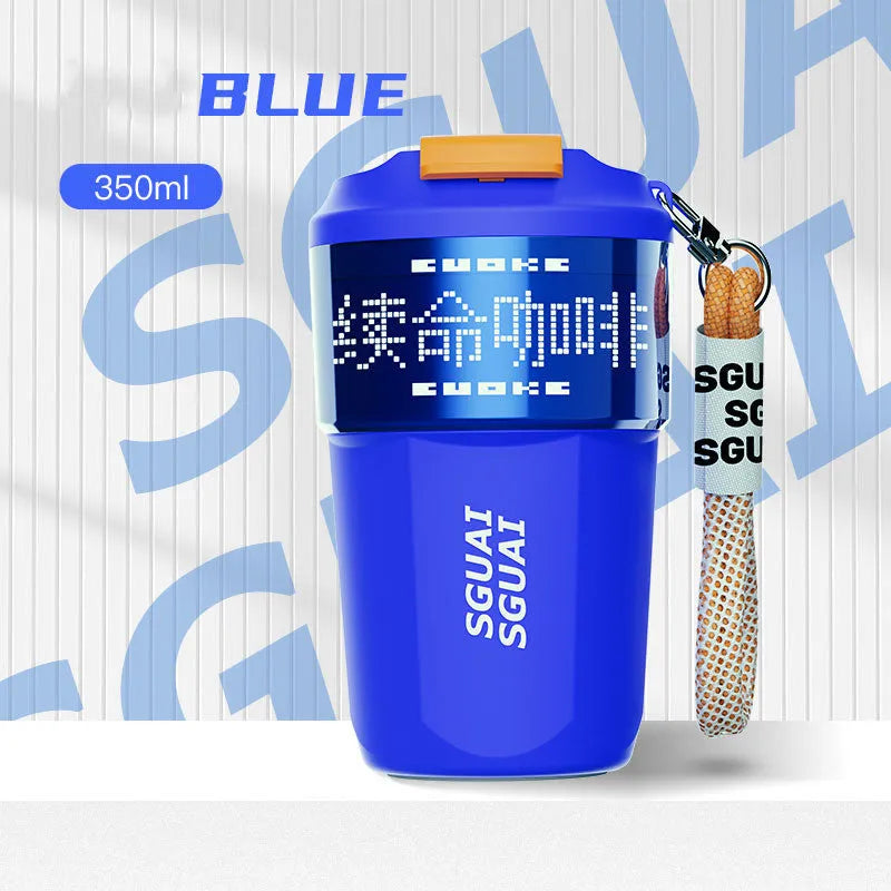 316 stainless steel portable coffee cup with 50mL capacity in blue, grey, orange, white, and purple colour options.