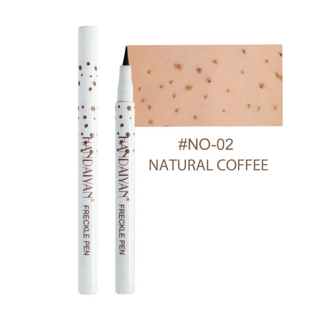 Dark brown waterproof freckle pen with precision tip for natural-looking fake freckles and face tattoos.