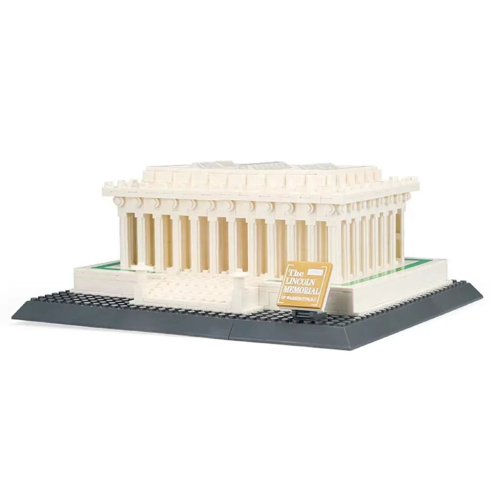 Wange building block set with 800+ ABS plastic pieces for constructing architectural landmark models
