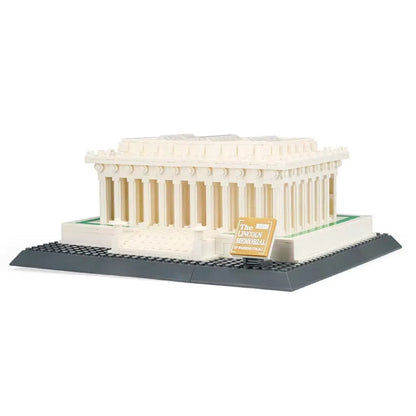 Wange building block set with 800+ ABS plastic pieces for constructing architectural landmark models