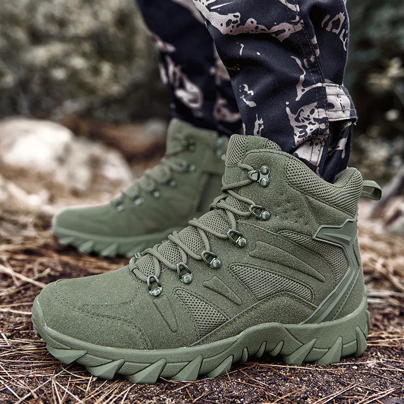 Men's Training Combat Boots in 702 army green, sand, and black for outdoor hiking