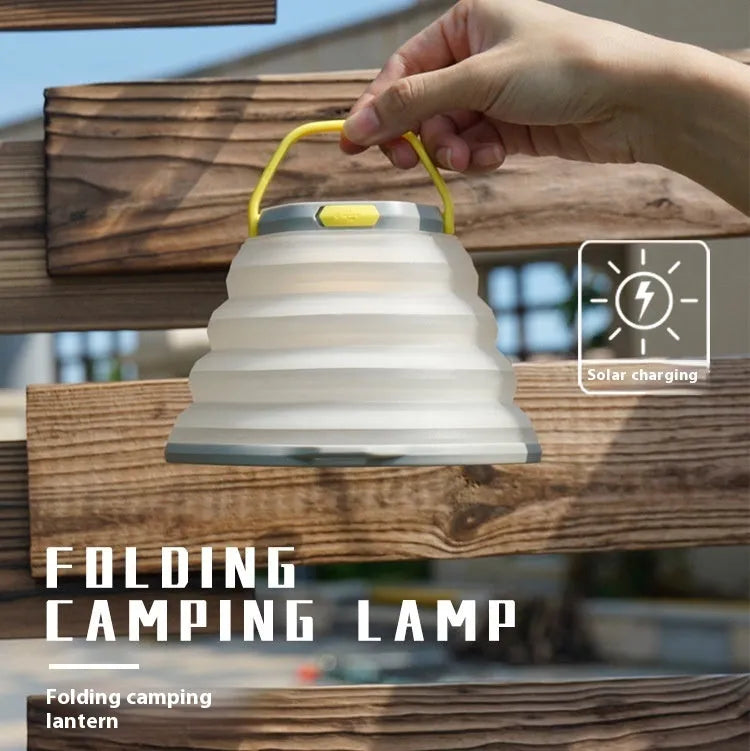 White camping lamp with 2000mAh rechargeable battery and single-key switch for tent lighting