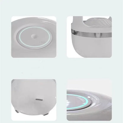 Anti gravity water drop humidifier in white or black, 120x120x229mm, USB powered, with atmosphere lamp.