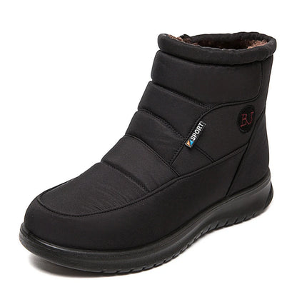 Women's waterproof non-slip winter ankle boots in red, black, and brown