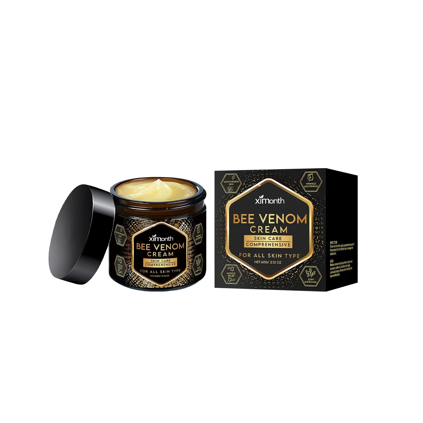 60g jar of moisturising skincare cream with mint, bee venom, and tea tree oil.
