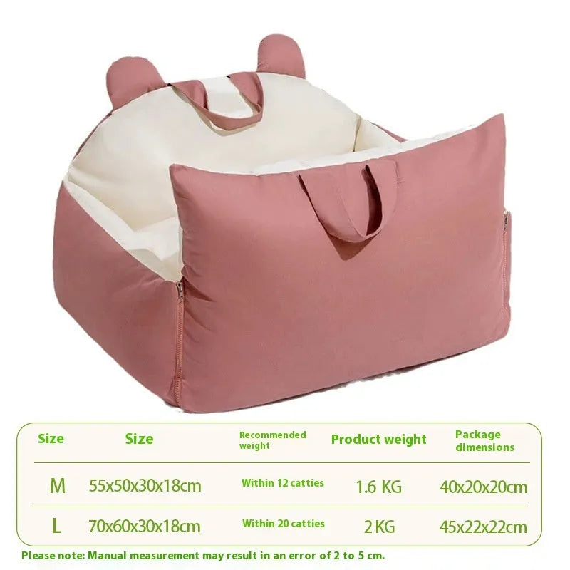 Universal removable washable car kennel for dogs in beige colours with two size options