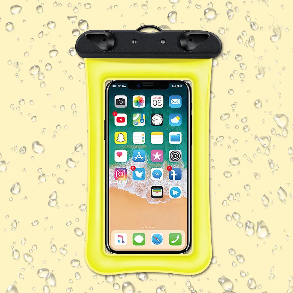Double airbag mobile phone waterproof bag in various colours with 45cm rope and ABS switch