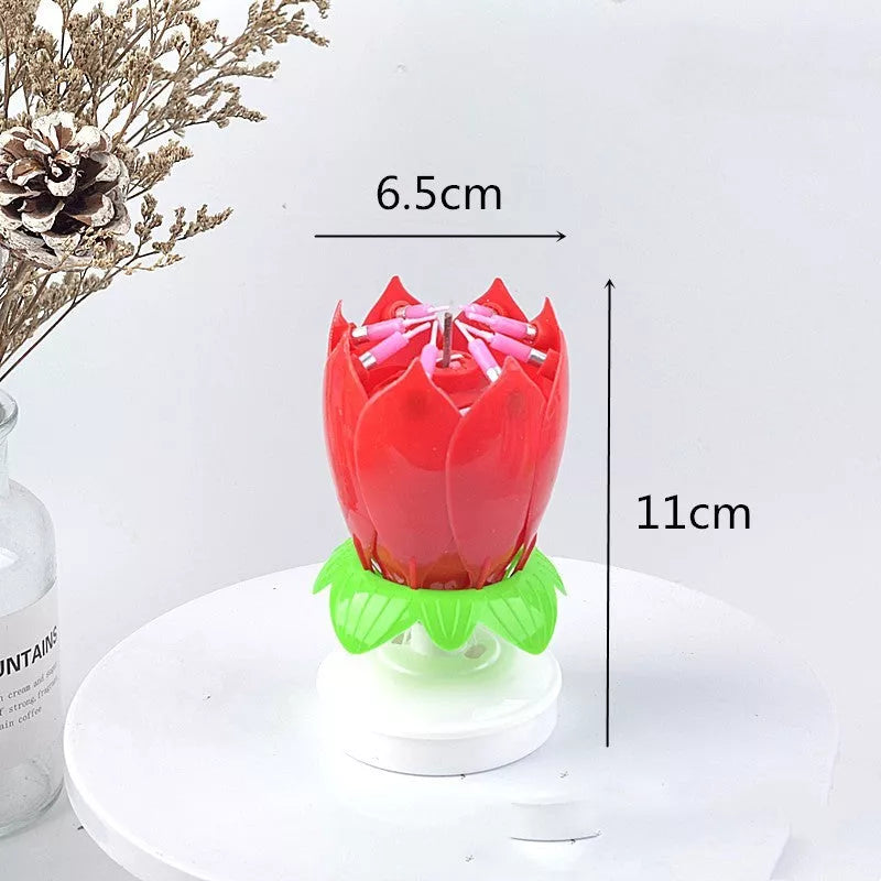 Lotus Music Birthday Candle with rotating design and happy birthday song