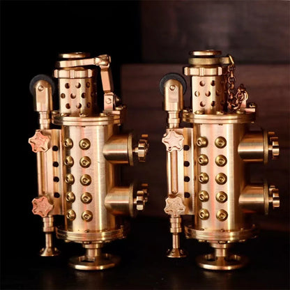 Handmade all copper mechanical punk kerosene lighter with brass color and shaft even style
