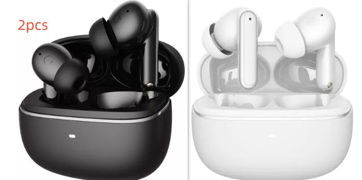 Wireless Bluetooth Noise Reduction In-ear Headphones in white and black with noise cancellation