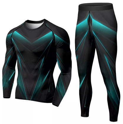 Men's winter compression tracksuit in dazzling colors for running and fitness