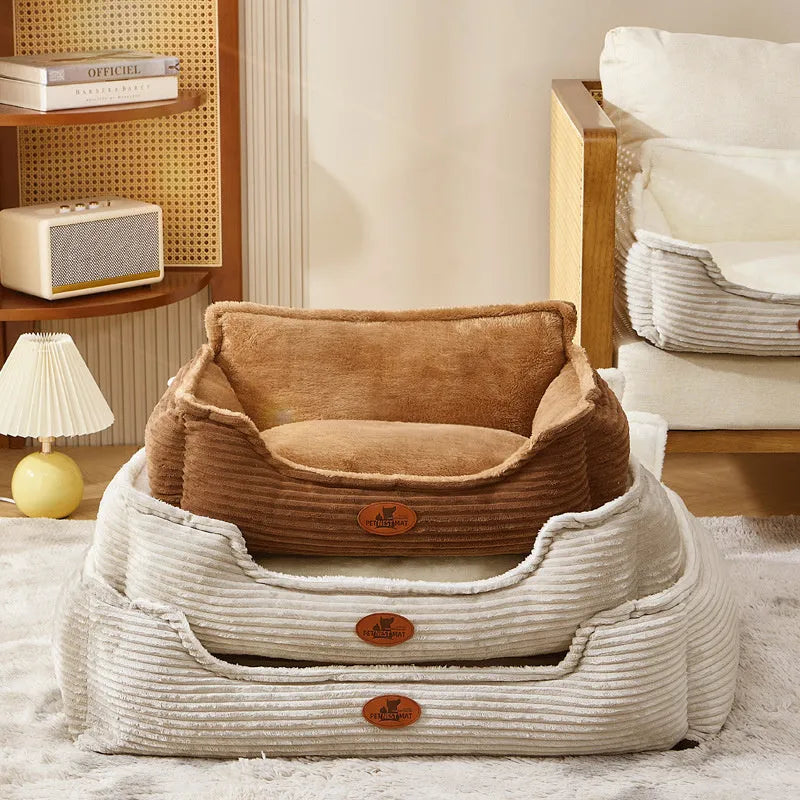 Four-season removable kennel bed for small medium dogs and cats in coffee or white colour